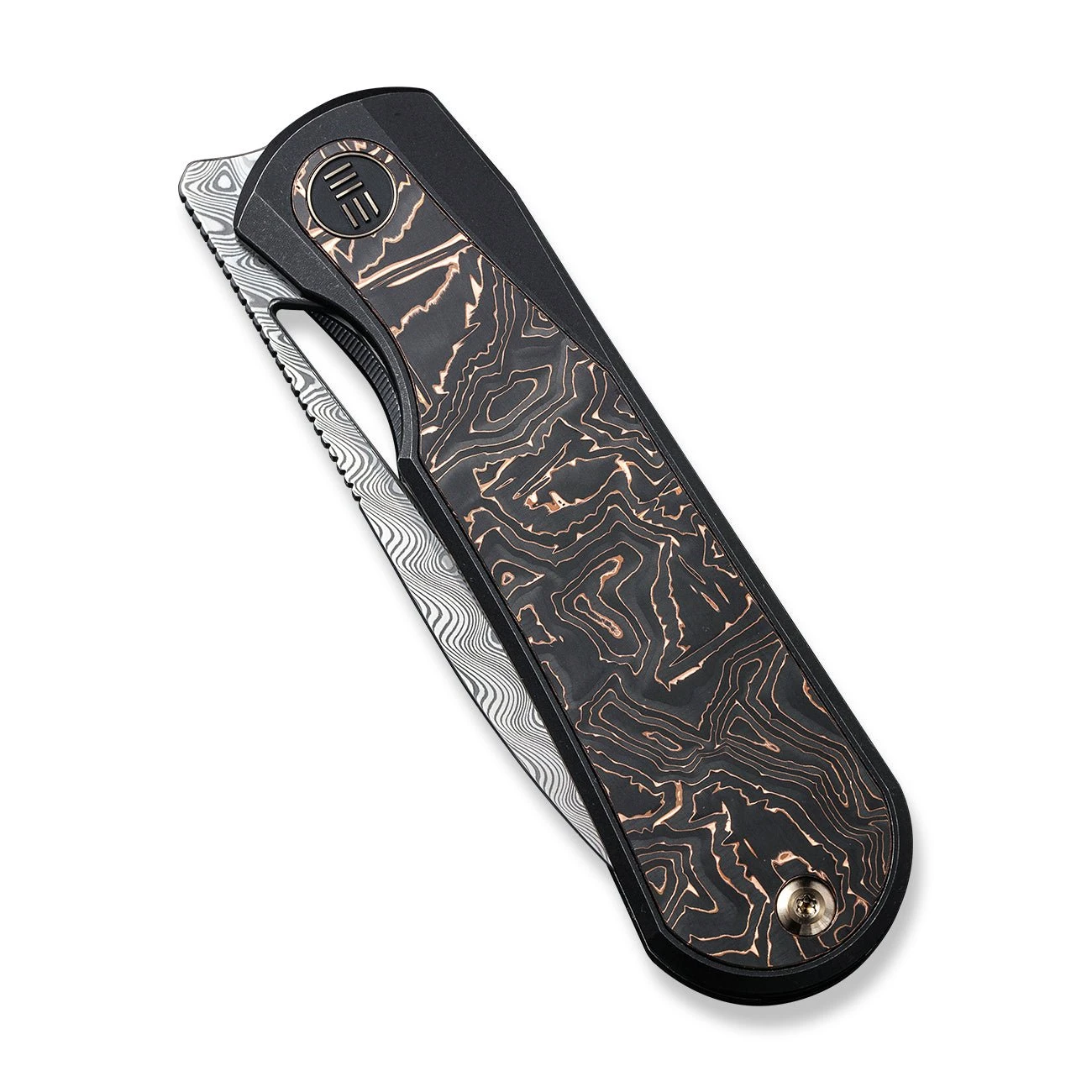 WEKNIFE Baloo Flipper Knife Titanium Handle With Carbon Fiber Inlay (3.31" Hakkapella Damasteel) WE21033-DS1 8 WEKNIFE Baloo Flipper Knife Titanium Handle With Carbon Fiber Inlay (3.31" Hakkapella Damasteel) WE21033-DS1 - Image 6