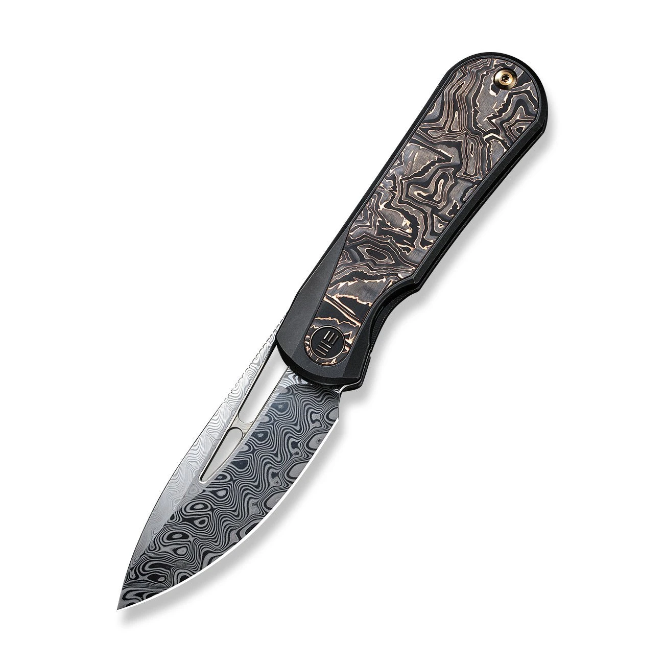 WEKNIFE Baloo Flipper Knife Titanium Handle With Carbon Fiber Inlay (3.31" Hakkapella Damasteel) WE21033-DS1 5 WEKNIFE Baloo Flipper Knife Titanium Handle With Carbon Fiber Inlay (3.31" Hakkapella Damasteel) WE21033-DS1 - Image 3