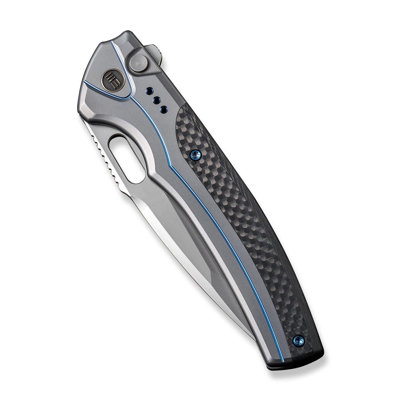 WEKNIFE Exciton Flipper & Button Lock Knife Titanium Handle With Carbon Fiber Integral Spacer (3.68" CPM 20CV Blade) WE22038A-3 8 WEKNIFE Exciton Flipper & Button Lock Knife Titanium Handle With Carbon Fiber Integral Spacer (3.68" CPM 20CV Blade) WE22038A-3 - Image 6