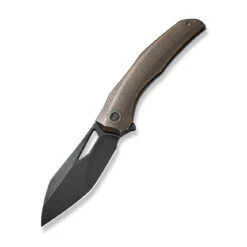 WEKNIFE Ignio Flipper & Thumb Hole Knife Bronze Titanium Handle (3.3" Black Stonewashed CPM 20CV Blade) WE22042B-2 -WE KNIFE Sales weknife ignio flipper thumb hole knife bronze titanium handle 33 black stonewashed cpm 20cv blade we22042b 2 409286