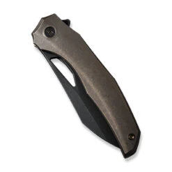 WEKNIFE Ignio Flipper & Thumb Hole Knife Bronze Titanium Handle (3.3" Black Stonewashed CPM 20CV Blade) WE22042B-2 -WE KNIFE Sales weknife ignio flipper thumb hole knife bronze titanium handle 33 black stonewashed cpm 20cv blade we22042b 2 675469