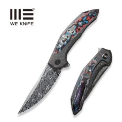 WEKNIFE Merata Flipper Knife Titanium Handle With Carbon Fiber Inlay (3.68" Damasteel Blade) WE22008B-DS1
