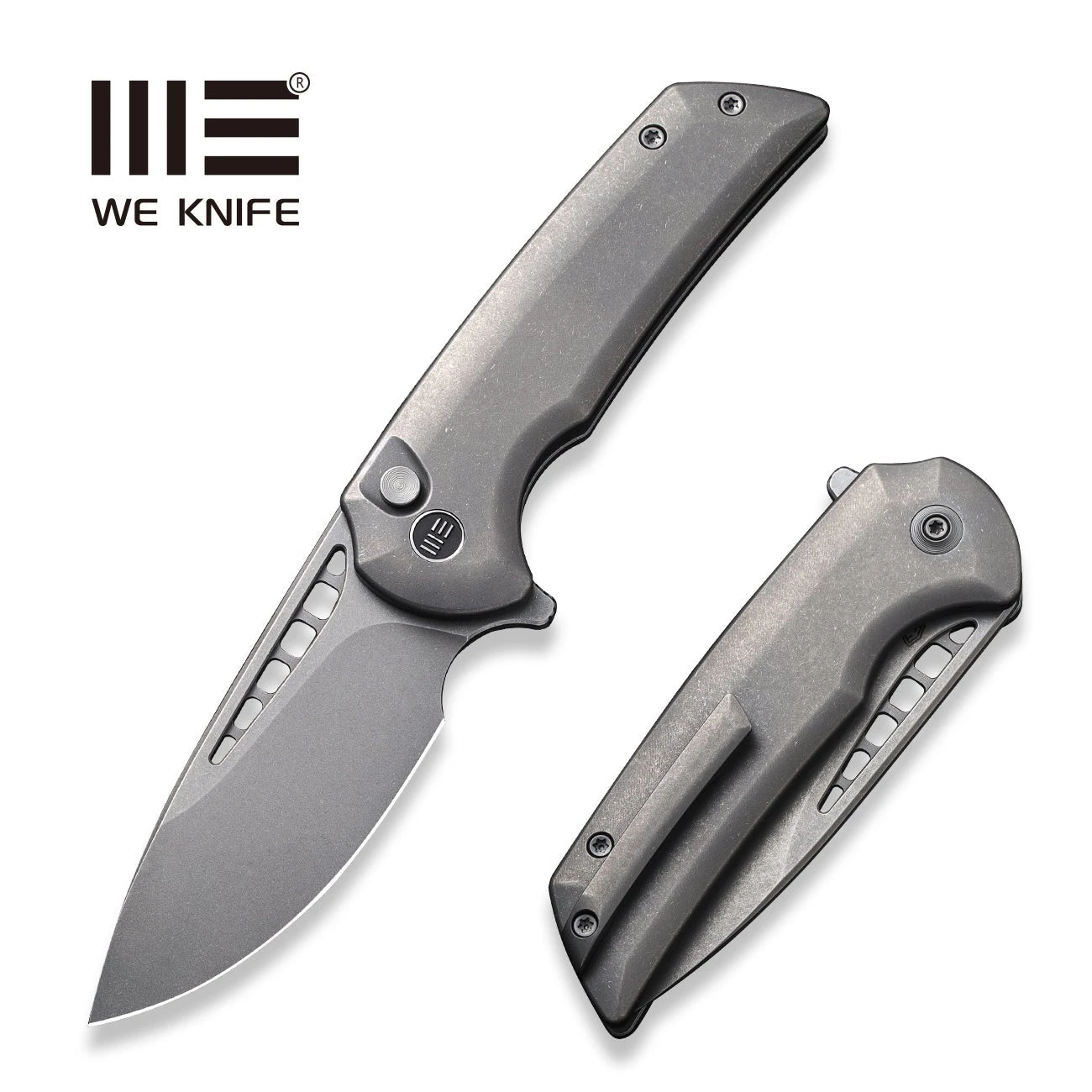 WEKNIFE Mini Malice Flipper & Button Lock Knife Titanium Handle (2.98" CPM 20CV Blade) WE054BL-2 3 WEKNIFE Mini Malice Flipper & Button Lock Knife Titanium Handle (2.98" CPM 20CV Blade) WE054BL-2