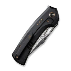 WEKNIFE Nefaris Flipper Knife Titanium Handle With Carbon Fiber (3.48" Damasteel Blade) WE22040F-DS1 -WE KNIFE Sales weknife nefaris button lock knife black titanium handle with nebula fat carbon fiber inlay 348 heimskringla damasteel blade we22040f ds1 888981