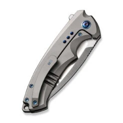 WEKNIFE Nexusia Flipper Knife Titanium Handle (3.48" CPM 20CV Blade) WE22044-2 -WE KNIFE Sales weknife nexusia flipper knife gray titanium handle 348 hand polished satin cpm 20cv blade we22044 2 840776