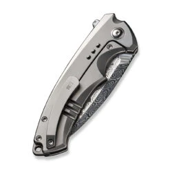 WEKNIFE Nexusia Flipper Knife Titanium Handle (3.48" Damasteel Blade) WE22044-DS1 -WE KNIFE Sales weknife nexusia flipper knife polished bead blasted titanium handle 348 heimskringla damasteel blade we22044 ds1 209595