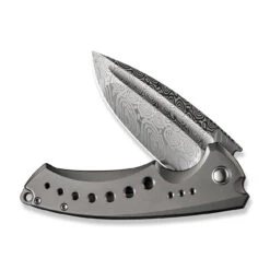 WEKNIFE Nexusia Flipper Knife Titanium Handle (3.48" Damasteel Blade) WE22044-DS1 -WE KNIFE Sales weknife nexusia flipper knife polished bead blasted titanium handle 348 heimskringla damasteel blade we22044 ds1 244107