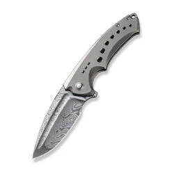 WEKNIFE Nexusia Flipper Knife Titanium Handle (3.48" Damasteel Blade) WE22044-DS1 -WE KNIFE Sales weknife nexusia flipper knife polished bead blasted titanium handle 348 heimskringla damasteel blade we22044 ds1 516479