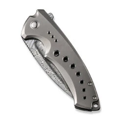 WEKNIFE Nexusia Flipper Knife Titanium Handle (3.48" Damasteel Blade) WE22044-DS1 -WE KNIFE Sales weknife nexusia flipper knife polished bead blasted titanium handle 348 heimskringla damasteel blade we22044 ds1 951410