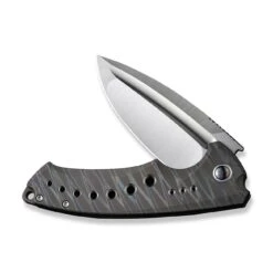 WEKNIFE Nexusia Flipper Knife Titanium Handle (3.48" CPM 20CV Blade) WE22044-3 -WE KNIFE Sales weknife nexusia flipper knife tiger stripe pattern flamed titanium handle 348 hand polished satin cpm 20cv blade we22044 3 743624