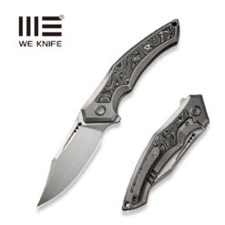 WEKNIFE Orpheus Flipper Knife Gray Titanium Integral Handle With Aluminum Foil Carbon Fiber Inlay (3.48" Hand Rubbed Satin CPM 20CV Blade) WE23009-2
