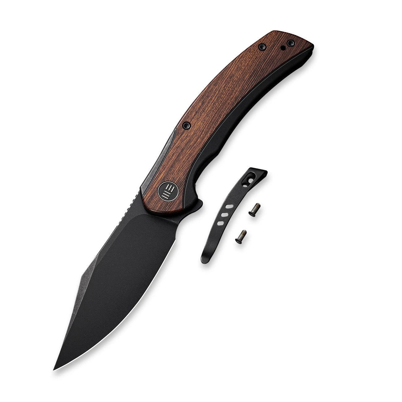WEKNIFE Snick Flipper Knife Titanium Handle With Wood Inlay (3.47" CPM 20CV Blade) WE19022F-3 6 WEKNIFE Snick Flipper Knife Titanium Handle With Wood Inlay (3.47" CPM 20CV Blade) WE19022F-3 - Image 4