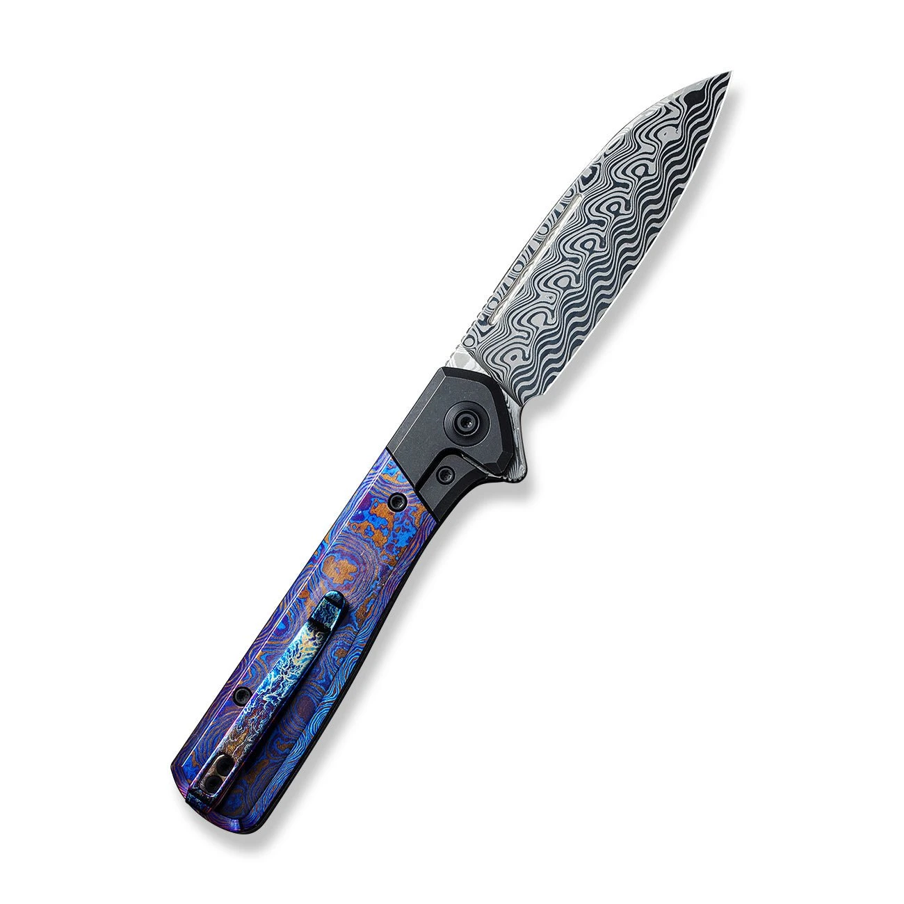 WEKNIFE Soothsayer Flipper Knife Titanium Handle With Timascus Inlay (3.48" Damasteel Blade) WE20050-DS1 4 WEKNIFE Soothsayer Flipper Knife Titanium Handle With Timascus Inlay (3.48" Damasteel Blade) WE20050-DS1 - Image 2
