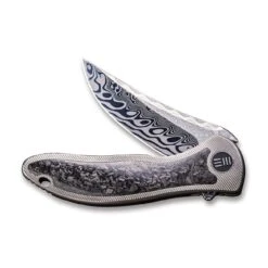 WEKNIFE Synergy2 Flipper Knife Titanium Integral Handle With Carbon Fibre Inlay (3.49" Hakkapella Damasteel Blade) 912CF-DS1 -WE KNIFE Sales weknife synergy2 flipper knife titanium integral handle with carbon fibre inlay 349 hakkapella damasteel blade 912cf ds1 490646