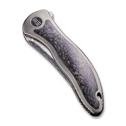 WEKNIFE Synergy2 Flipper Knife Titanium Integral Handle With Carbon Fibre Inlay (3.49" Hakkapella Damasteel Blade) 912CF-DS1 -WE KNIFE Sales weknife synergy2 flipper knife titanium integral handle with carbon fibre inlay 349 hakkapella damasteel blade 912cf ds1 858948