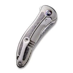 WEKNIFE Synergy2 Flipper Knife Titanium Integral Handle With Carbon Fibre Inlay (3.49" Heimskringla Damasteel Blade) 912CF-DS2 -WE KNIFE Sales weknife synergy2 flipper knife titanium integral handle with carbon fibre inlay 349 heimskringla damasteel blade 912cf ds2 528663