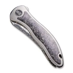 WEKNIFE Synergy2 Flipper Knife Titanium Integral Handle With Carbon Fibre Inlay (3.49" Heimskringla Damasteel Blade) 912CF-DS2 -WE KNIFE Sales weknife synergy2 flipper knife titanium integral handle with carbon fibre inlay 349 heimskringla damasteel blade 912cf ds2 571422