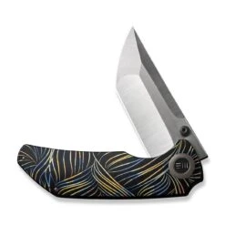 WEKNIFE Thug XL Thumb Stud Knife Black With Laser Pattern Titanium Handle (3.35" Hand Polished Satin CPM 20CV Blade) WE20028D-4 -WE KNIFE Sales weknife thug xl thumb stud knife black with laser pattern titanium handle 335 hand polished satin cpm 20cv blade we20028d 4 572028