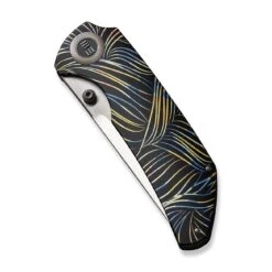 WEKNIFE Thug XL Thumb Stud Knife Black With Laser Pattern Titanium Handle (3.35" Hand Polished Satin CPM 20CV Blade) WE20028D-4 -WE KNIFE Sales weknife thug xl thumb stud knife black with laser pattern titanium handle 335 hand polished satin cpm 20cv blade we20028d 4 703988