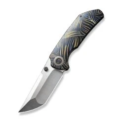 WEKNIFE Thug XL Thumb Stud Knife Black With Laser Pattern Titanium Handle (3.35" Hand Polished Satin CPM 20CV Blade) WE20028D-4 -WE KNIFE Sales weknife thug xl thumb stud knife black with laser pattern titanium handle 335 hand polished satin cpm 20cv blade we20028d 4 878271