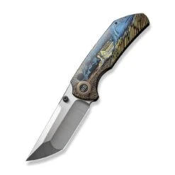 WEKNIFE Thug XL Thumb Stud Knife Black With Laser Pattern Titanium Handle (3.35" Hand Polished Satin CPM 20CV Blade) WE20028D-6 -WE KNIFE Sales weknife thug xl thumb stud knife black with laser pattern titanium handle 335 hand polished satin cpm 20cv blade we20028d 6 172658