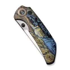 WEKNIFE Thug XL Thumb Stud Knife Black With Laser Pattern Titanium Handle (3.35" Hand Polished Satin CPM 20CV Blade) WE20028D-6 -WE KNIFE Sales weknife thug xl thumb stud knife black with laser pattern titanium handle 335 hand polished satin cpm 20cv blade we20028d 6 298276