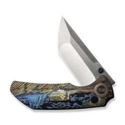 WEKNIFE Thug XL Thumb Stud Knife Black With Laser Pattern Titanium Handle (3.35" Hand Polished Satin CPM 20CV Blade) WE20028D-6 -WE KNIFE Sales weknife thug xl thumb stud knife black with laser pattern titanium handle 335 hand polished satin cpm 20cv blade we20028d 6 831249