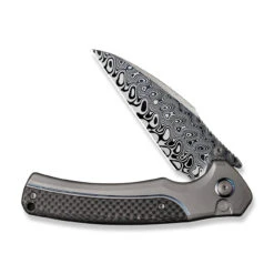 WEKNIFE Ziffius Flipper & Thumb Stud & Button Lock Knife Titanium Handle With Carbon Fiber (3.7" Damasteel Blade) WE22024A-DS1 15 WEKNIFE Ziffius Flipper & Thumb Stud & Button Lock Knife Titanium Handle With Carbon Fiber (3.7" Damasteel Blade) WE22024A-DS1 -WE KNIFE Sales weknife ziffius button lock knife gray titanium handle with twill carbon fiber integral spacer 37 hakkapella damasteel blade we22024a ds1 302553