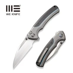 WEKNIFE Ziffius Flipper & Thumb Stud & Button Lock Knife Titanium Handle With Carbon Fiber Integral Spacer (3.7" CPM 20CV Blade) WE22024A-2