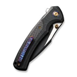 WEKNIFE Ziffius Flipper & Thumb Stud & Button Lock Knife Black Stonewashed With Etching Pattern Titanium Handle With Twill Carbon Fiber Integral Spacer (3.7" Black Stonewashed CPM 20CV Blade, Satin Flat) WE22024A-4 -WE KNIFE Sales weknife ziffius button lock thumb stud knife black stonewashed with etching pattern titanium handle with twill carbon fiber integral spacer 37 black stonewashed 897505