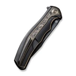 WEKNIFE Zonda Flipper Knife Titanium Handle With Carbon Fiber (4.05" CPM 20CV Blade) WE22016-3 18 WEKNIFE Zonda Flipper Knife Titanium Handle With Carbon Fiber (4.05" CPM 20CV Blade) WE22016-3 -WE KNIFE Sales weknife zonda flipper knife bronze black titanium handle with bronze titanium copper foil carbon fiber inlay 405 black stonewashed bevels black brushed flats cp 787333